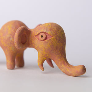 elephant yellow pink original sculpture