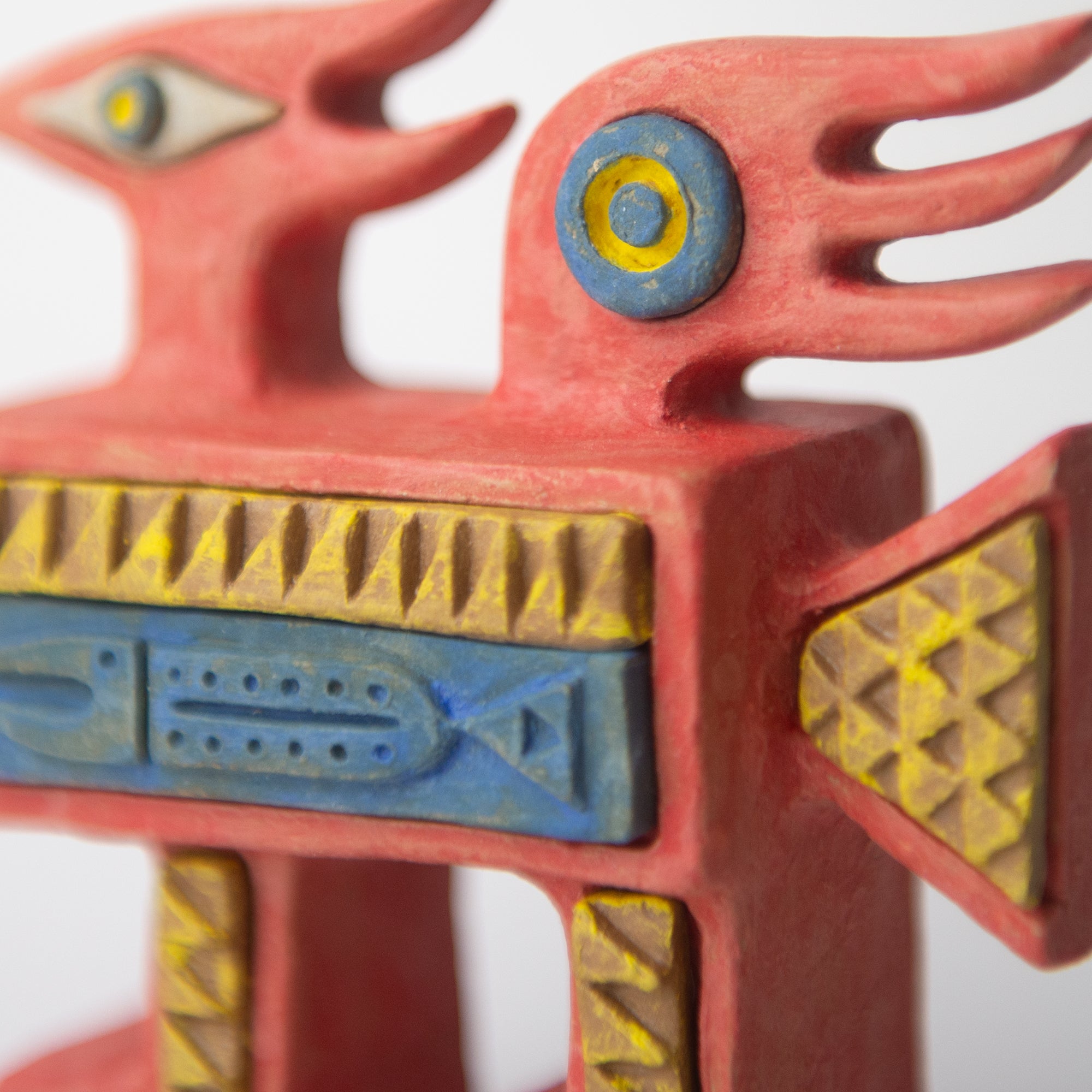 bird fish red original sculpture