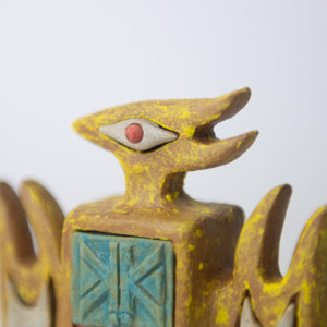 bird bug flower yellow original sculpture