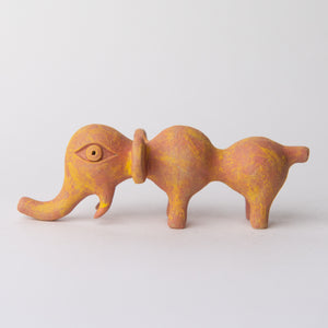 elephant yellow pink original sculpture