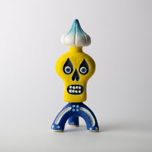 mushroom skull yellow original sculpture