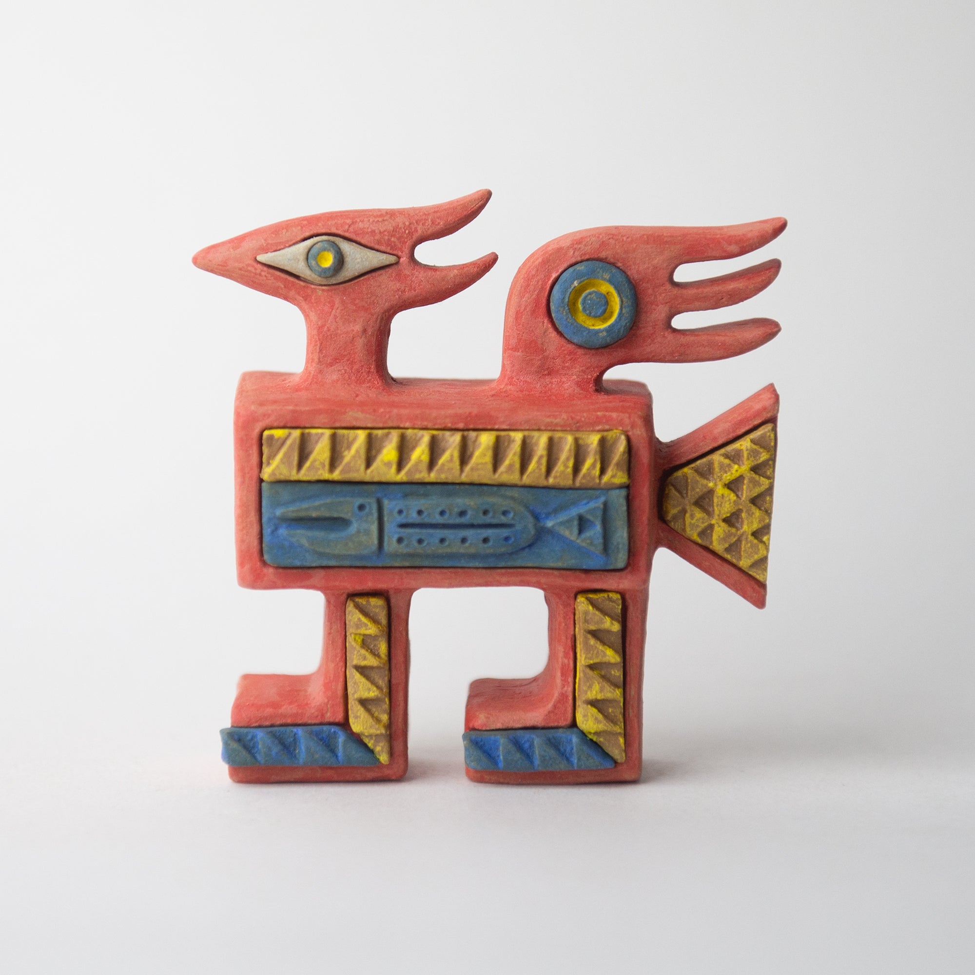 bird fish red original sculpture