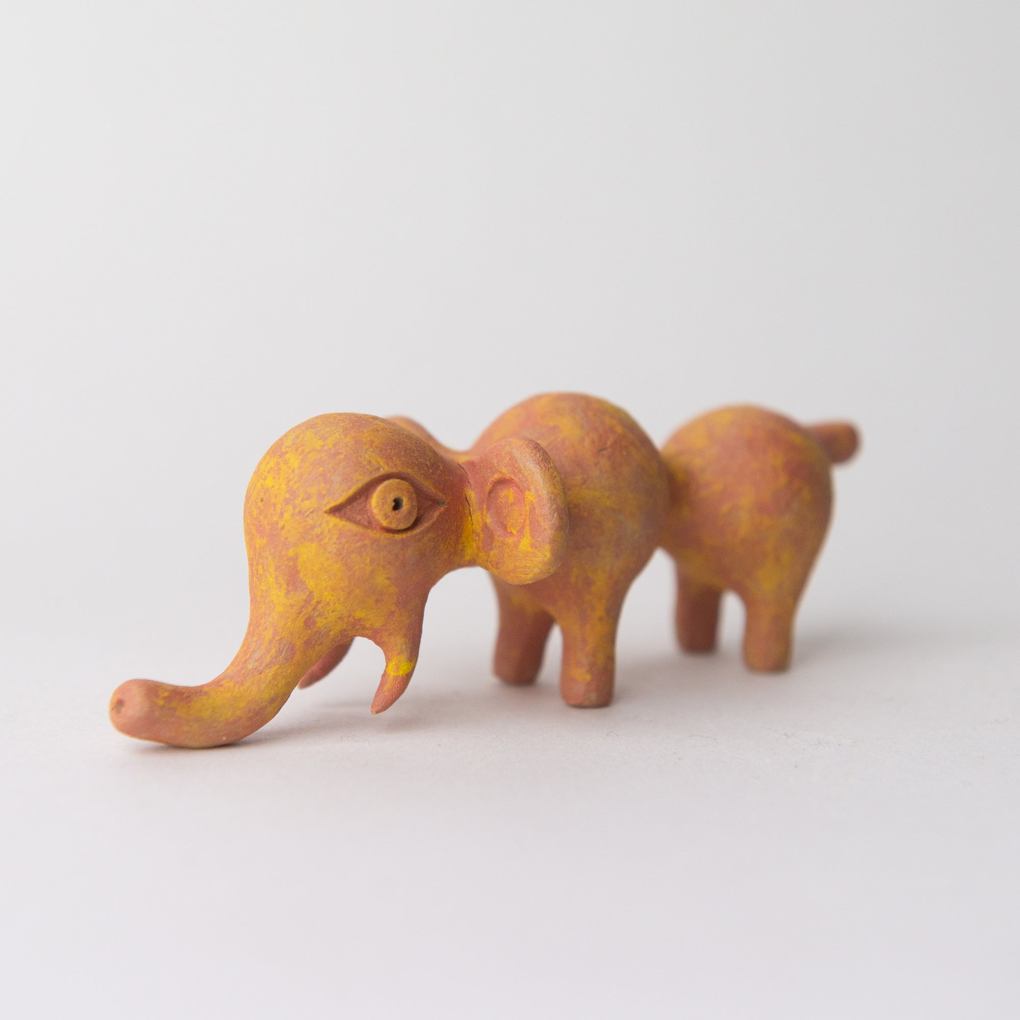 elephant yellow pink original sculpture