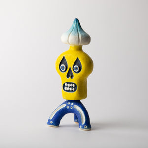 mushroom skull yellow original sculpture