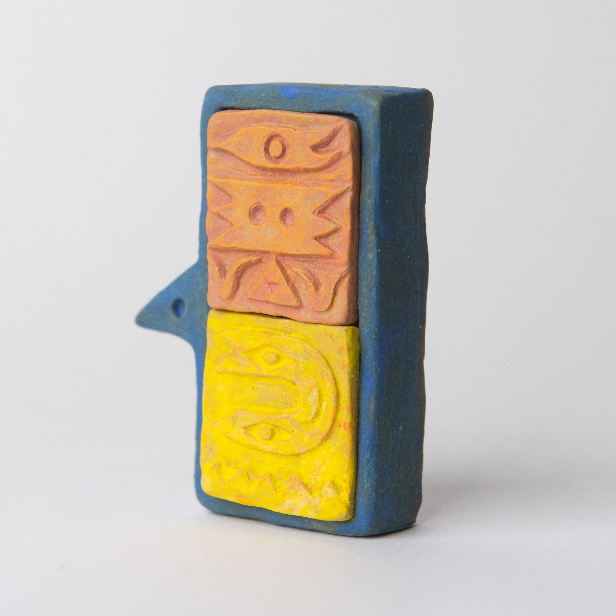 bird snake head blue original sculpture