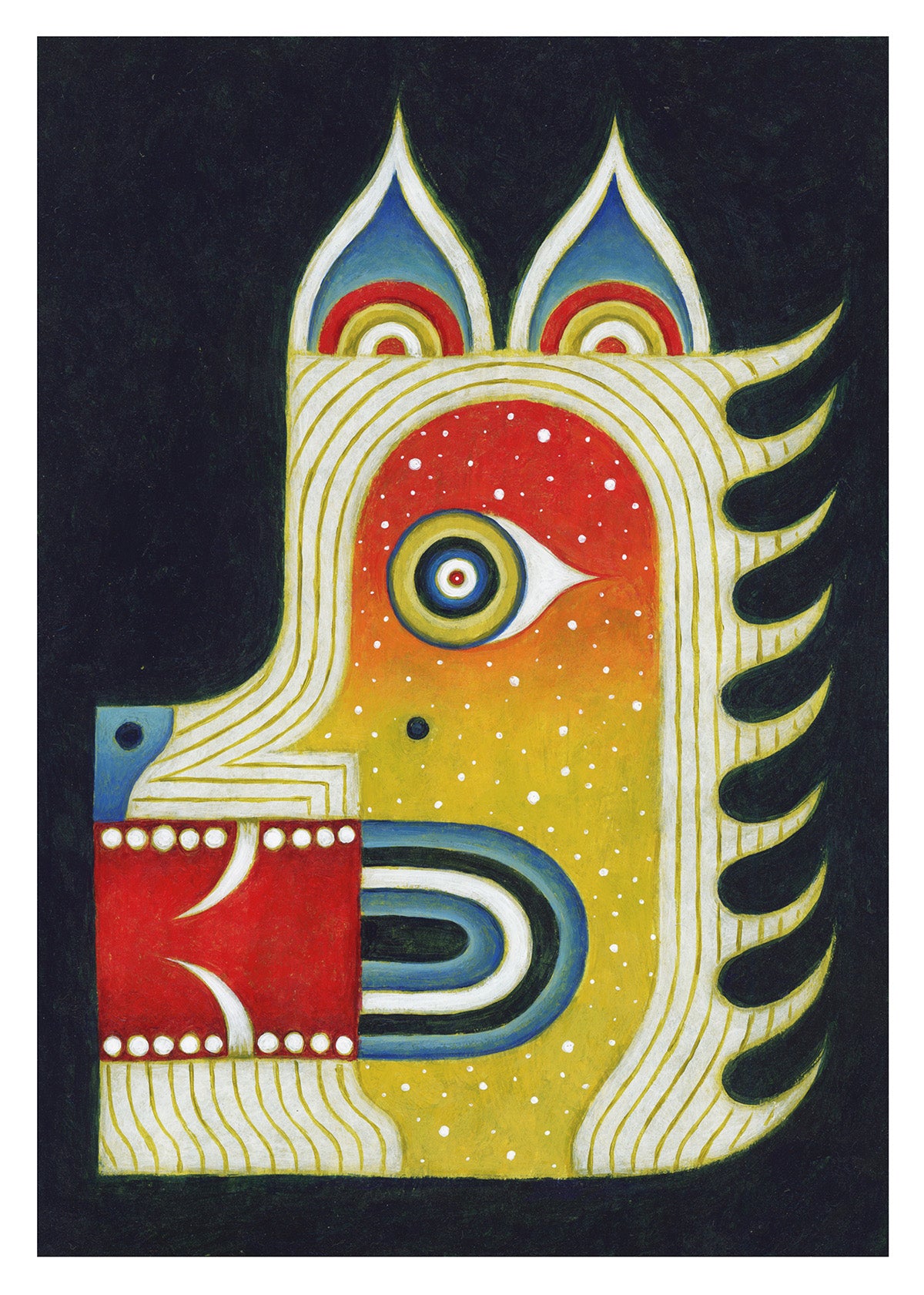 human in cat black original painting