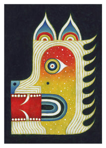 human in cat black original painting