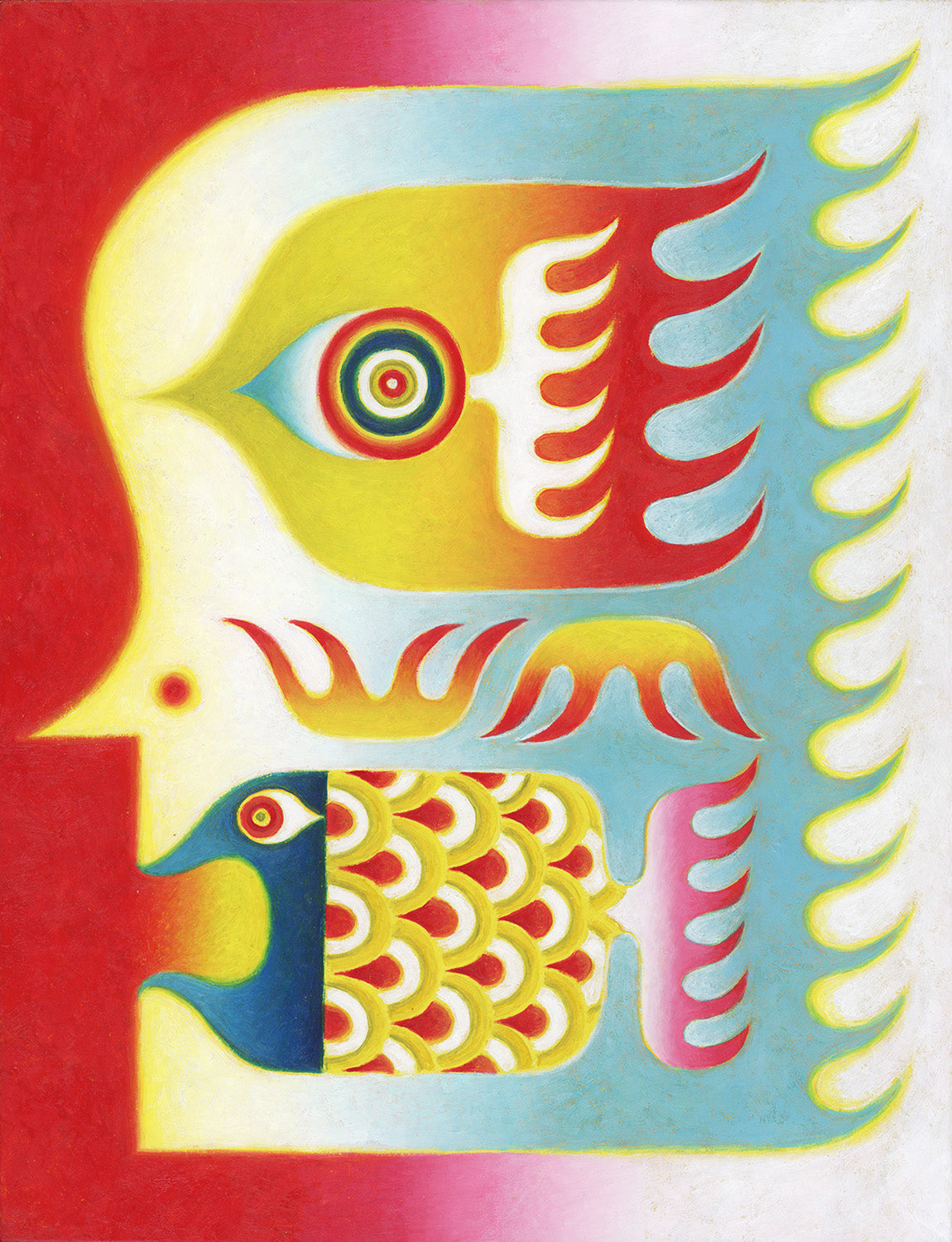 bird fish head original painting