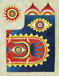 cat bird fish original painting