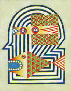 bird fish head original painting