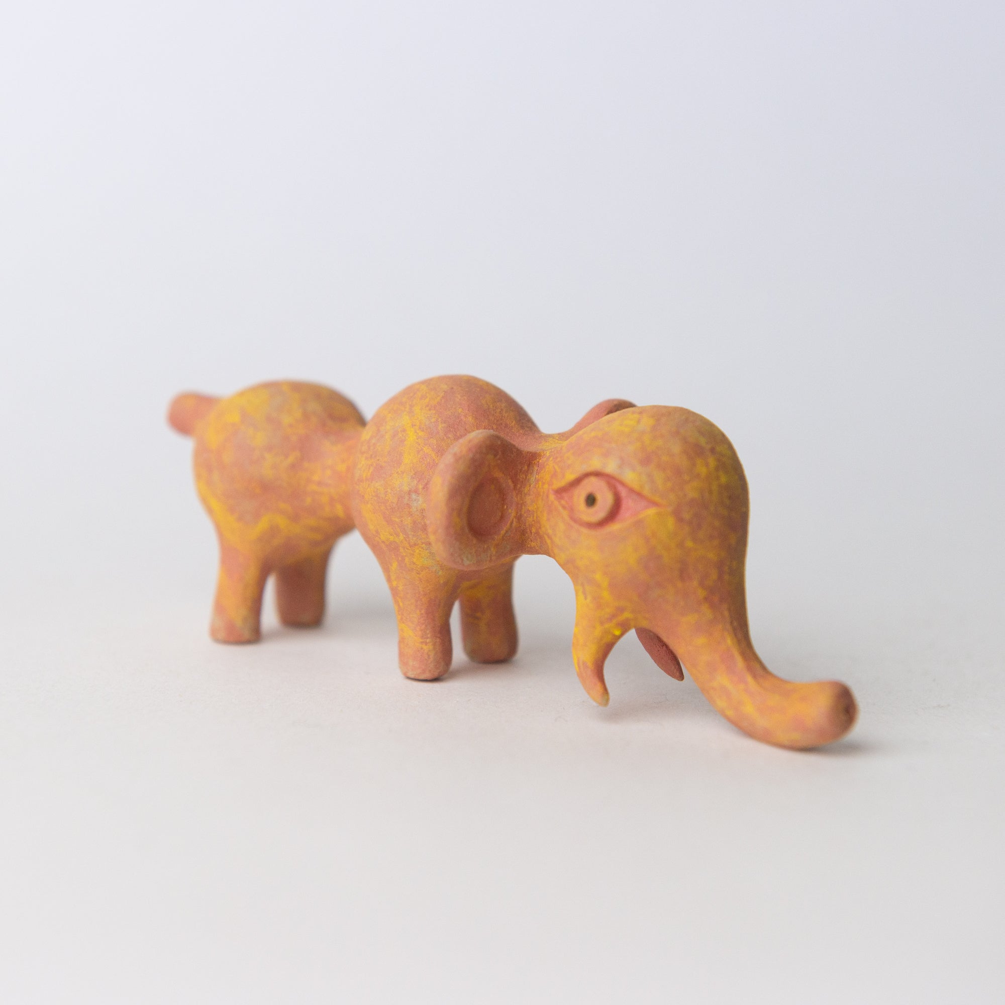 elephant yellow pink original sculpture