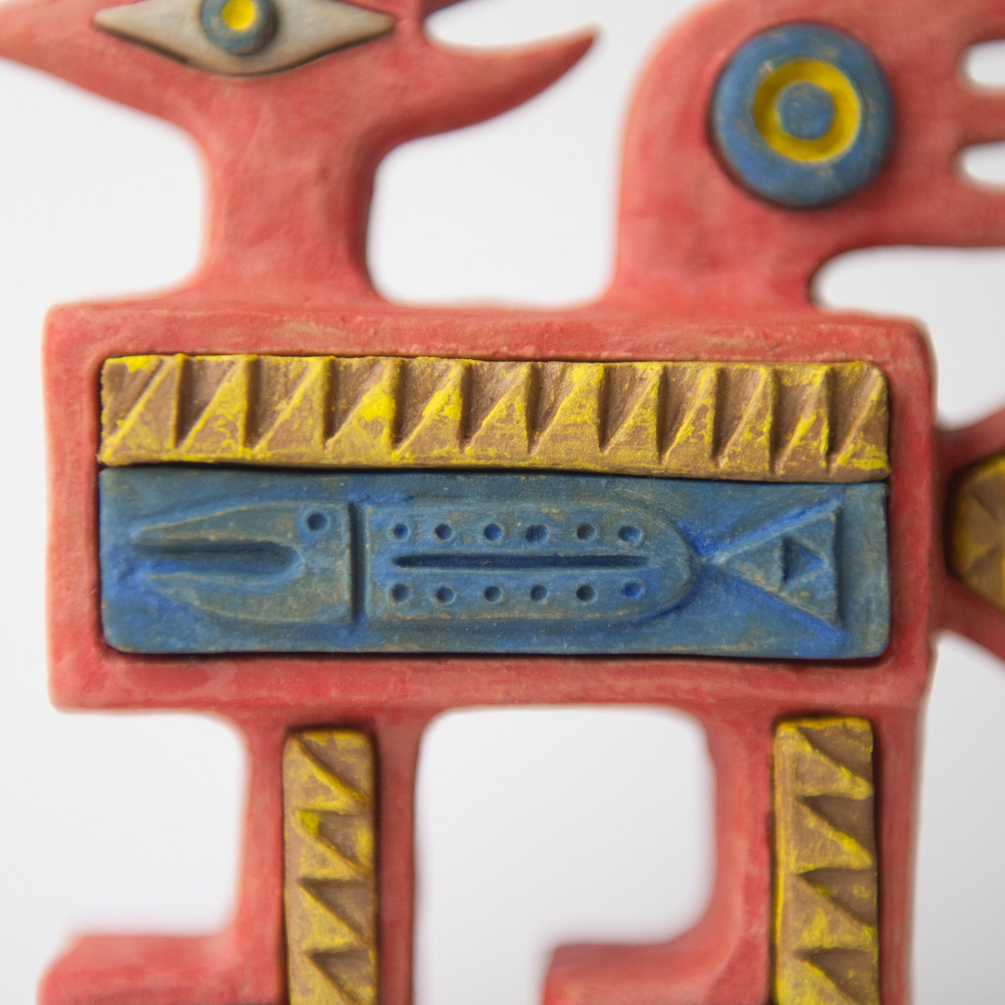 bird fish red original sculpture