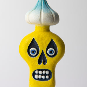 mushroom skull yellow original sculpture