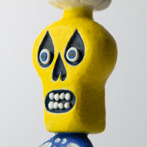 mushroom skull yellow original sculpture