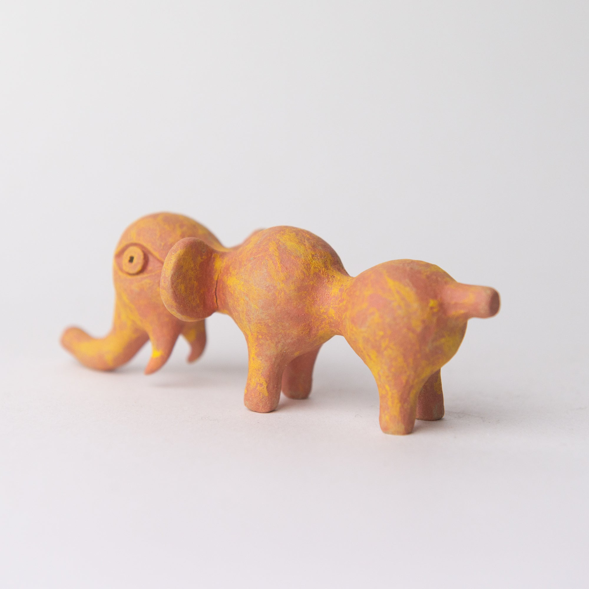 elephant yellow pink original sculpture