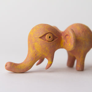 elephant yellow pink original sculpture