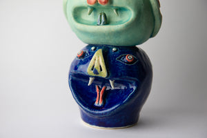 sandoku heads blue bottom original sculpture