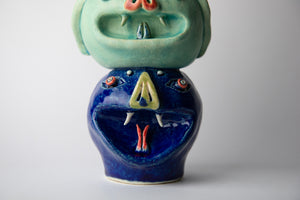 sandoku heads blue bottom original sculpture