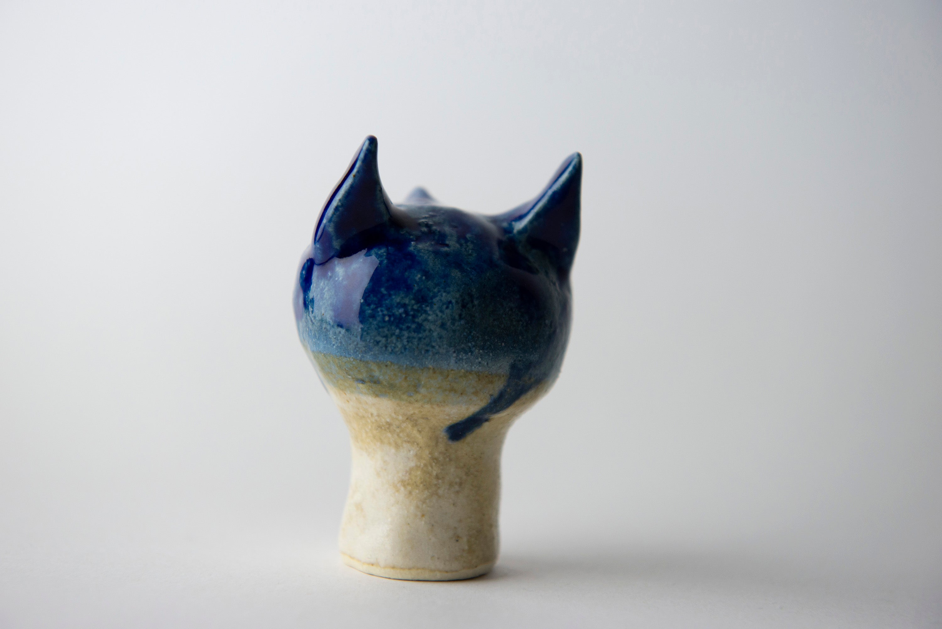 bat head blue white original sculpture