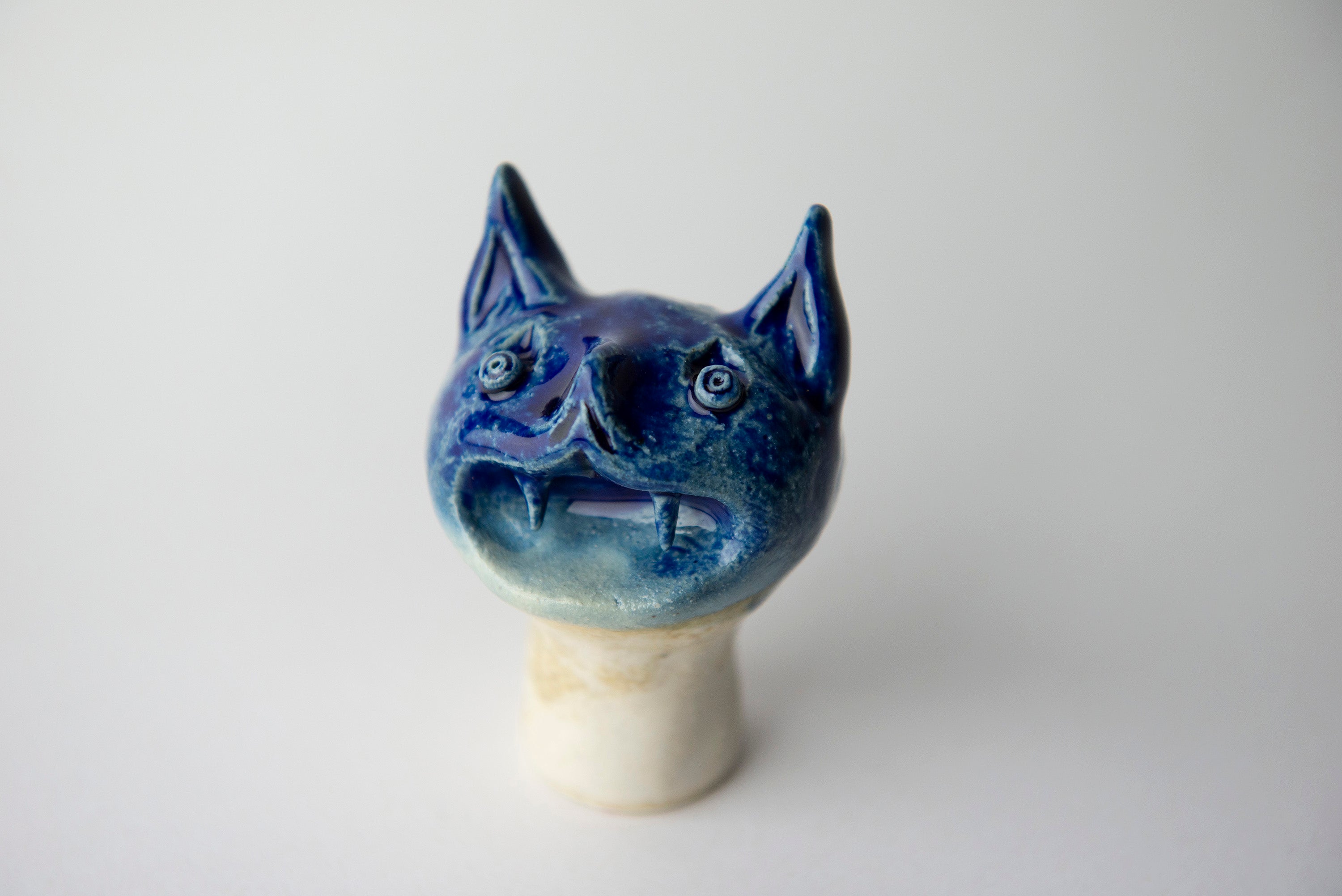 bat head blue white original sculpture