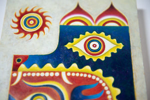 cat bird fish original painting