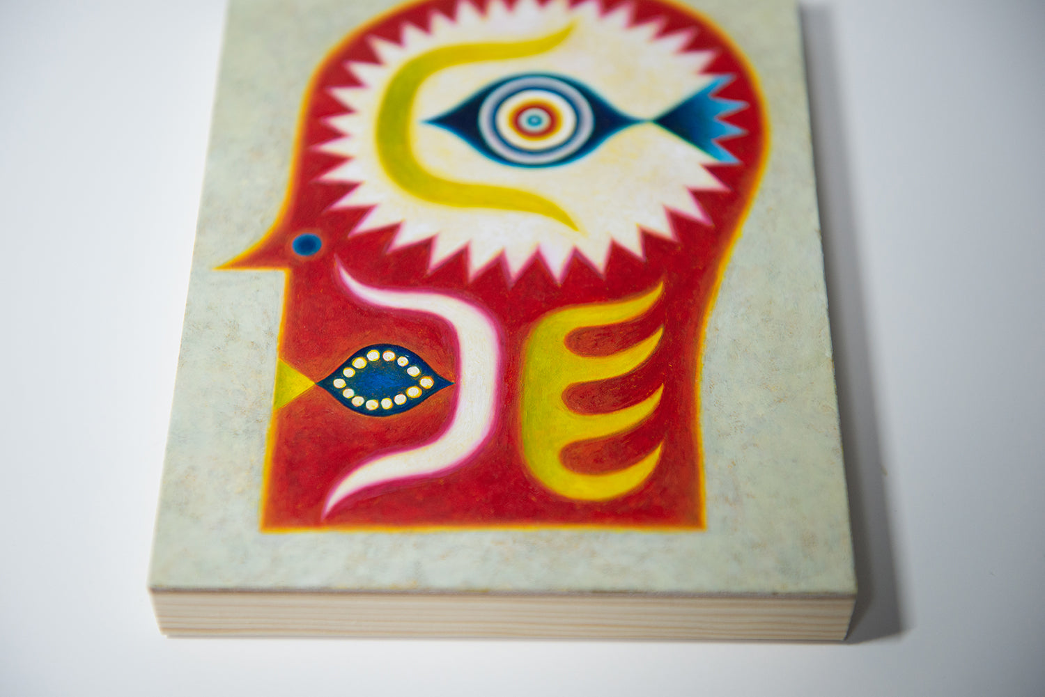 bird fish head red original painting