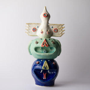sandoku heads blue bottom original sculpture