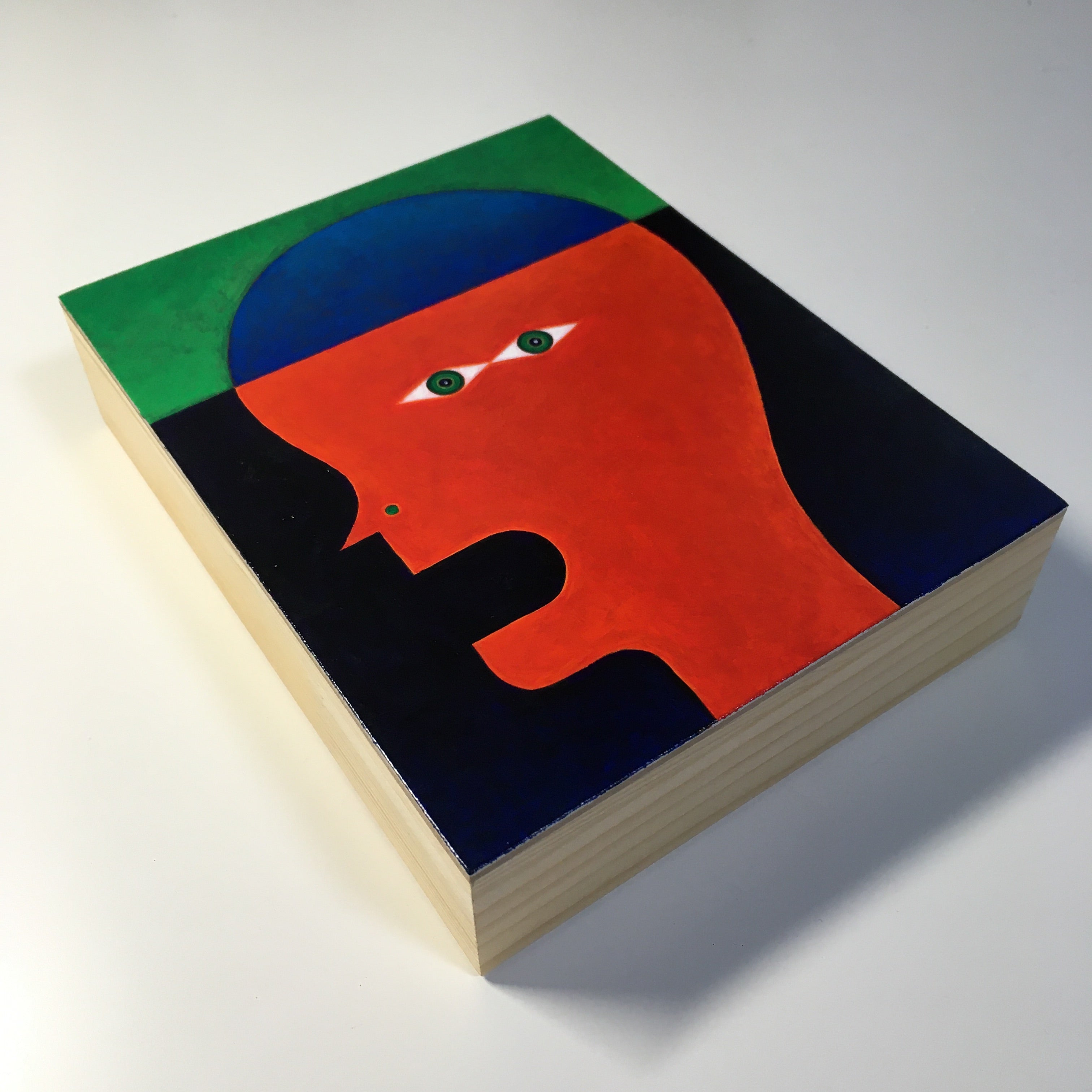 head blue red original painting