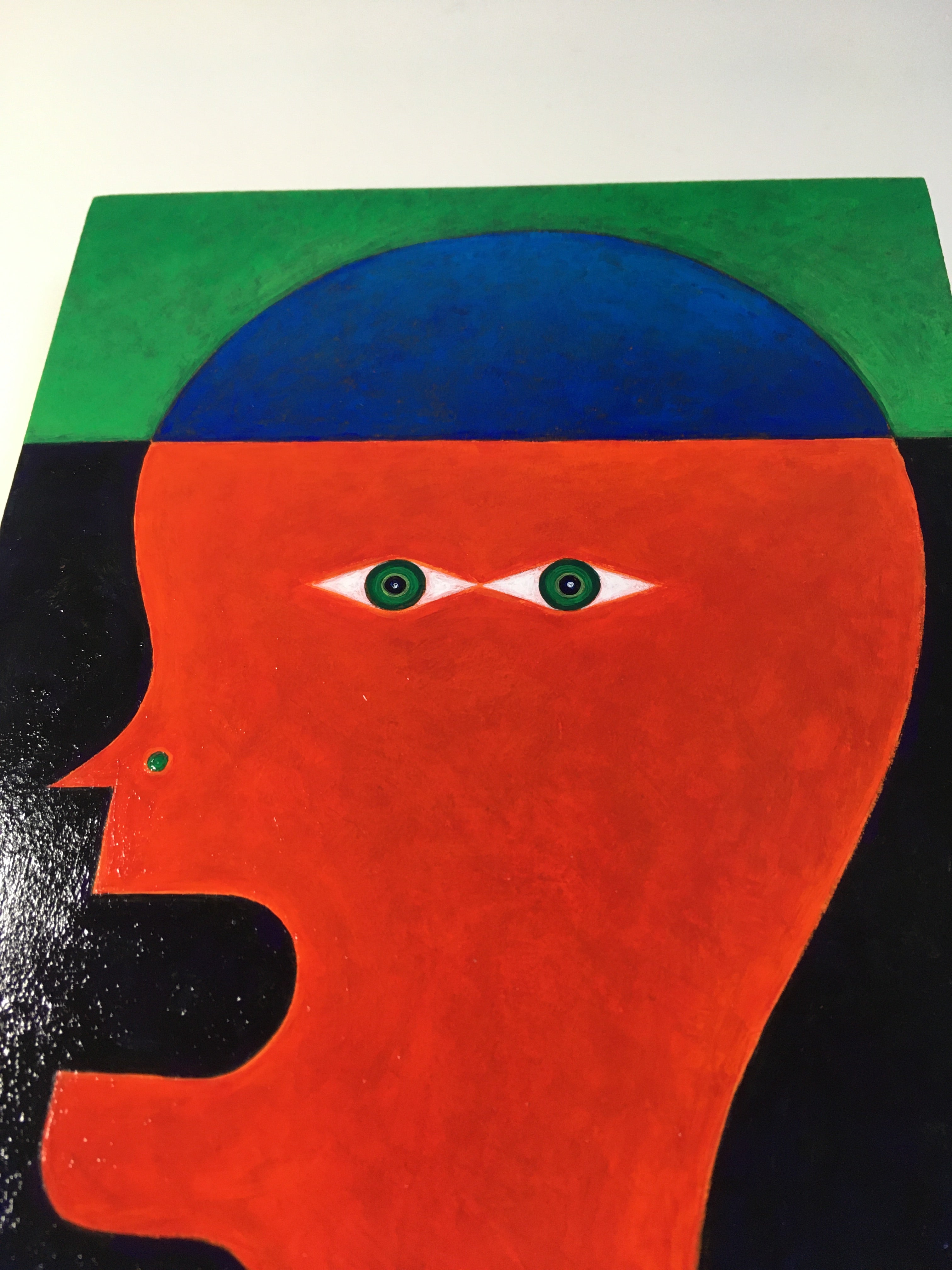 head blue red original painting