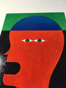 head blue red original painting