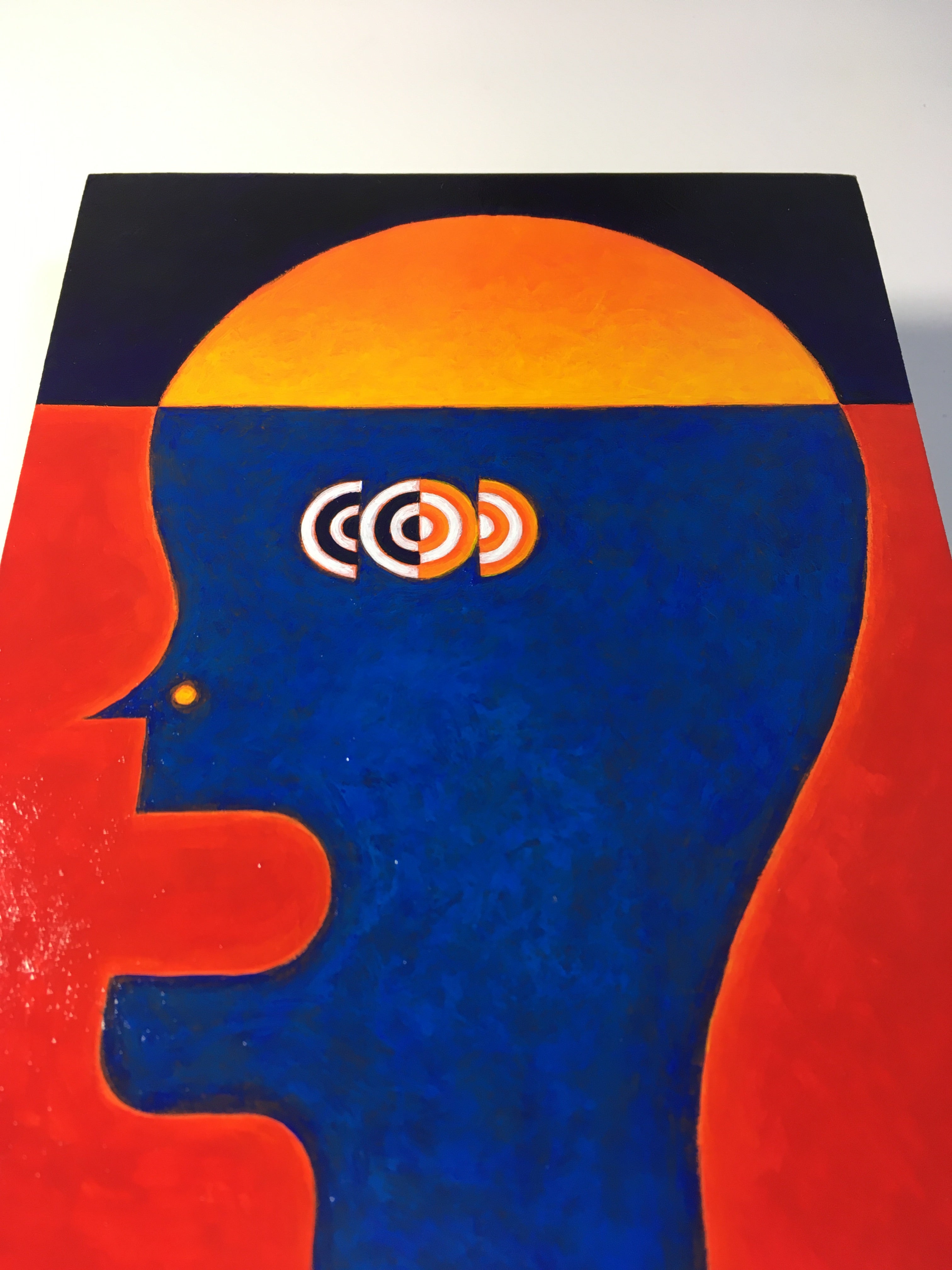 head yellow blue original painting